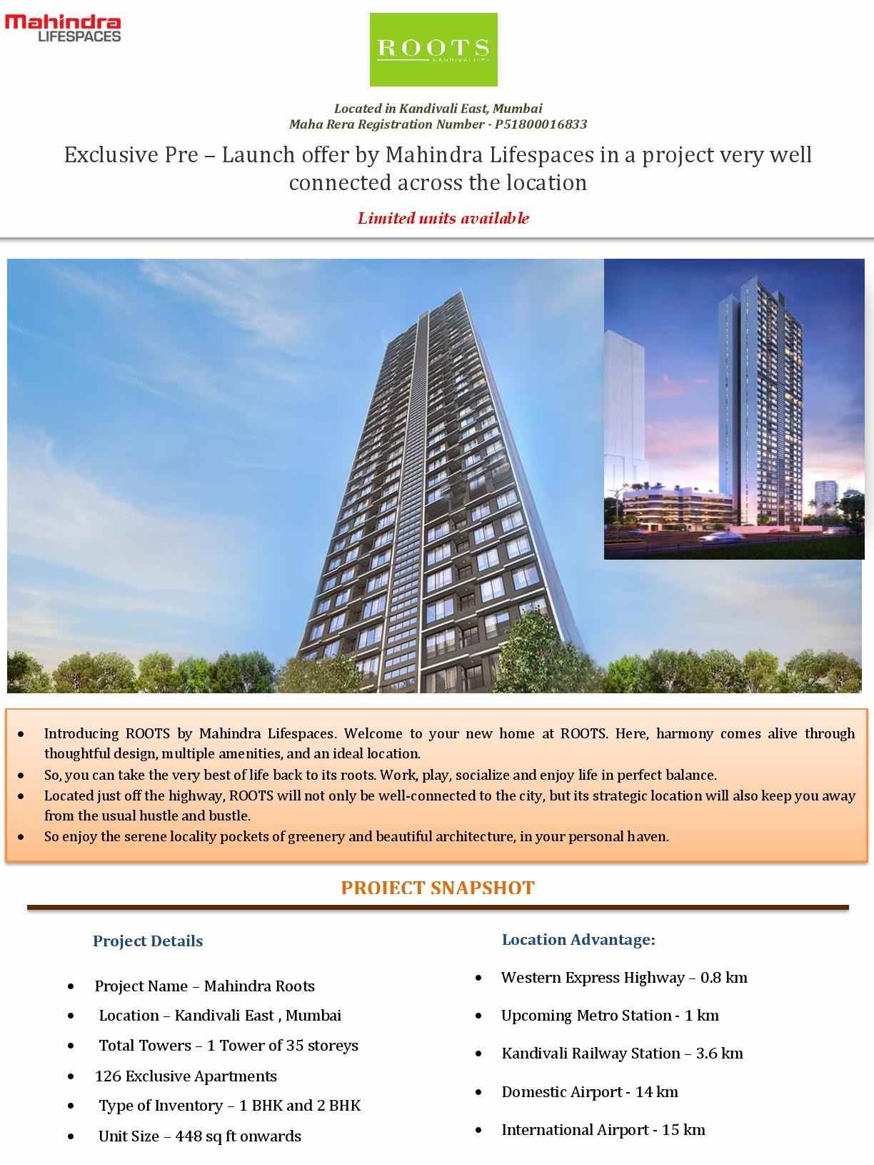 Avail exclusive pre-launch offer at Mahindra Roots in Mumbai Update